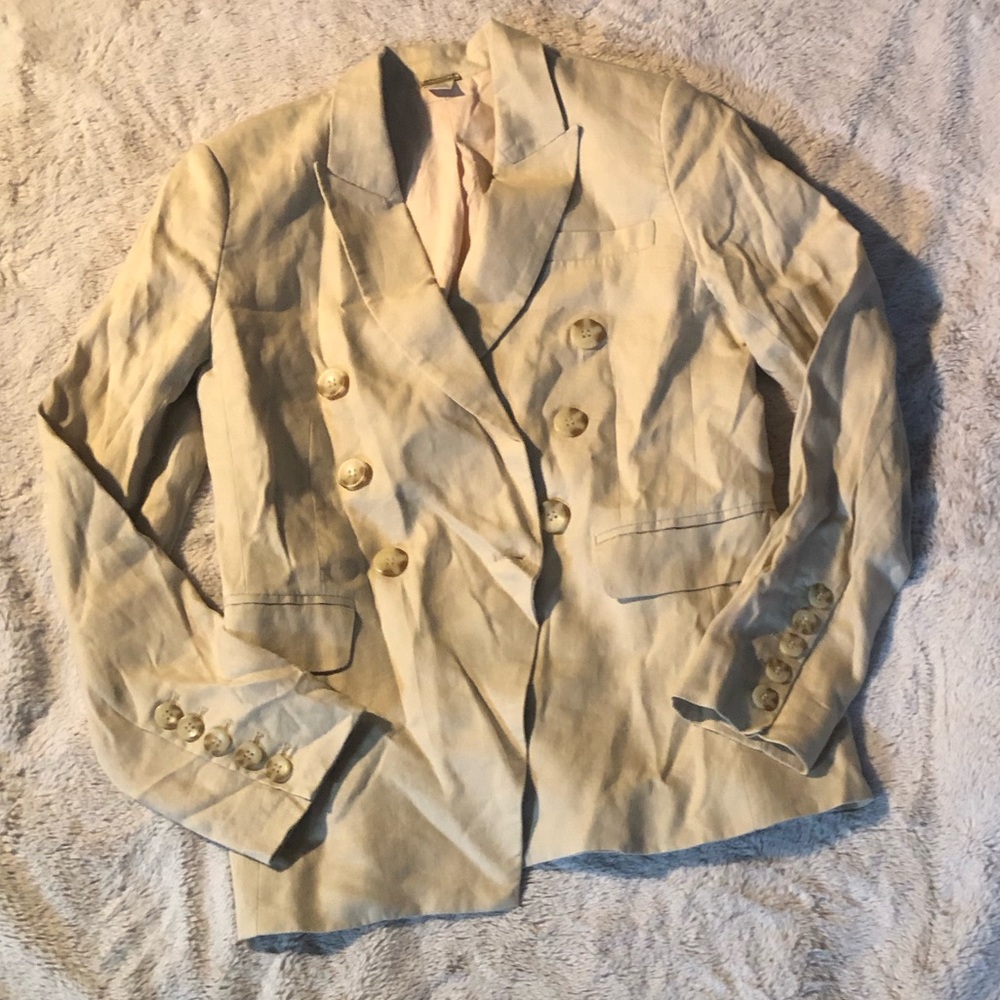 MAGASCHONI Women Small Beige Long Sleeve Collar Jacket